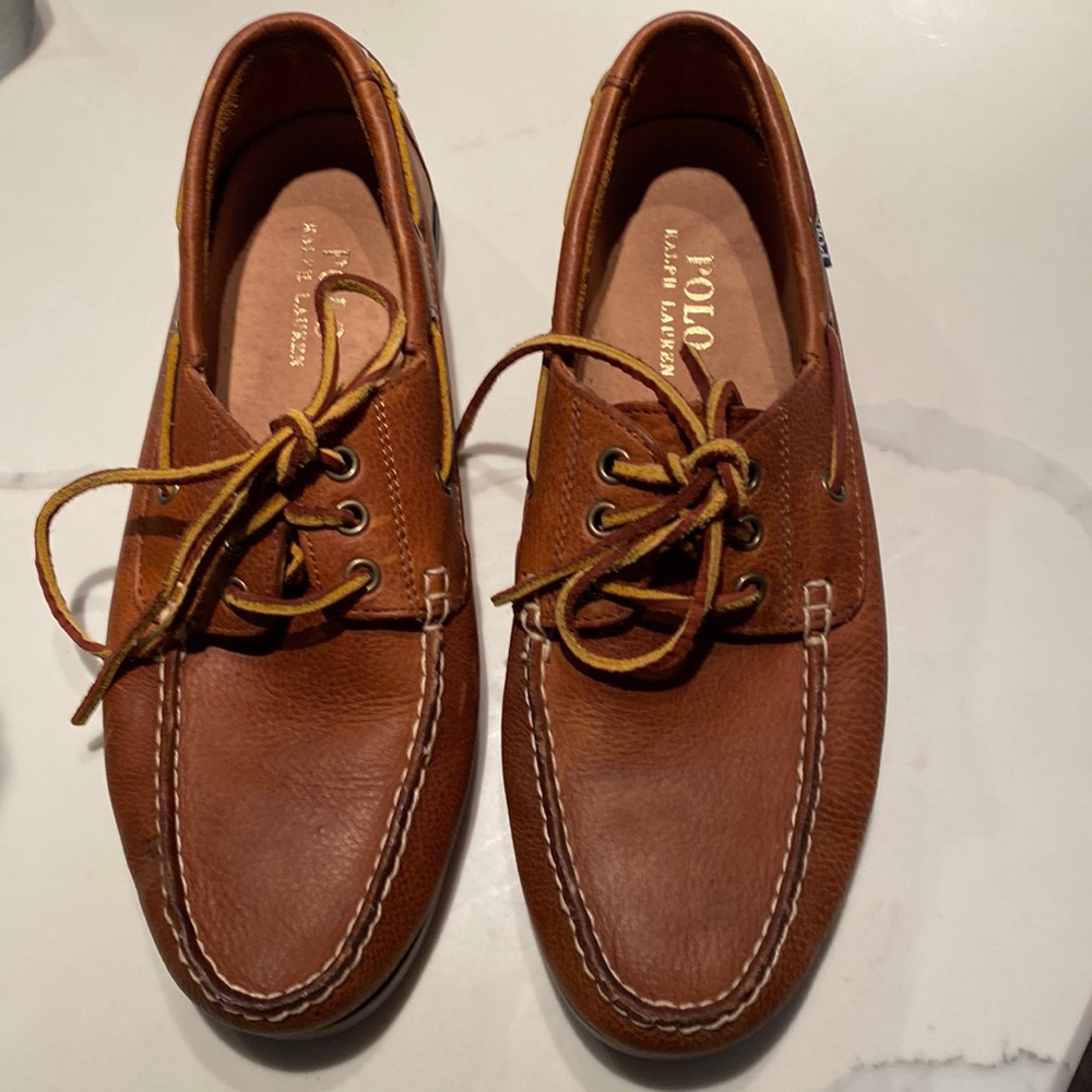 Polo Ralph Lauren leather boat shoes. Never worn